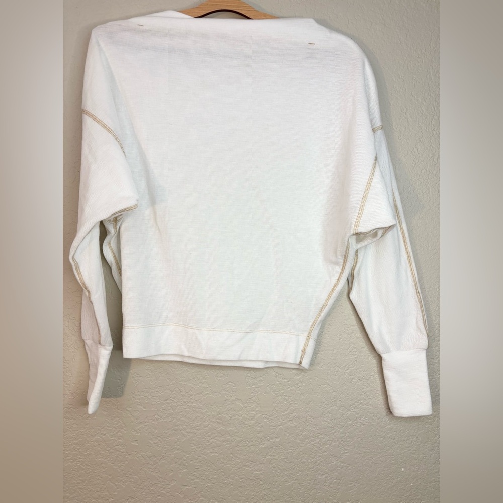 Free People Nikala White Zipper Shoulder Oversized Top Size XS - Picture 7 of 14